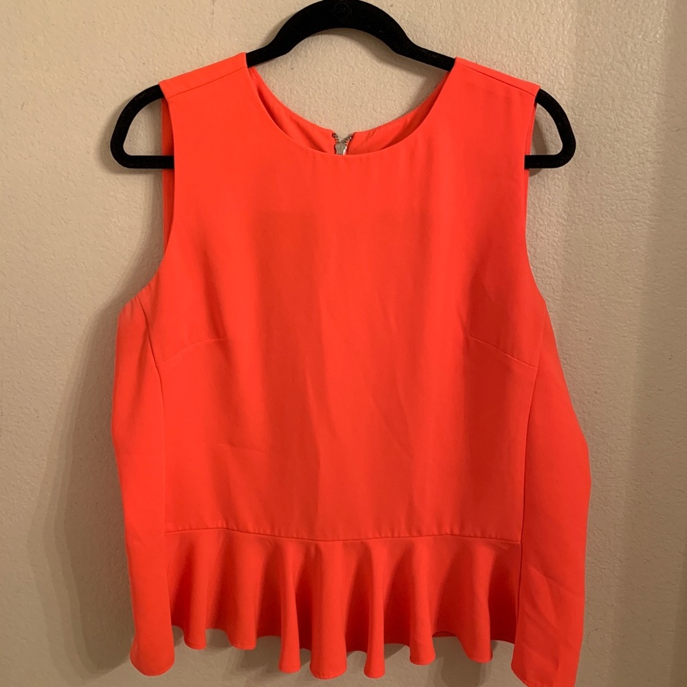 Coral Peplum Top w/Back Zipper